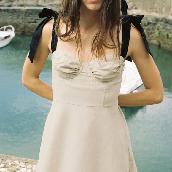 Zara RUFFLED MINI DRESS - Bow Straps - Picture 5 of 5